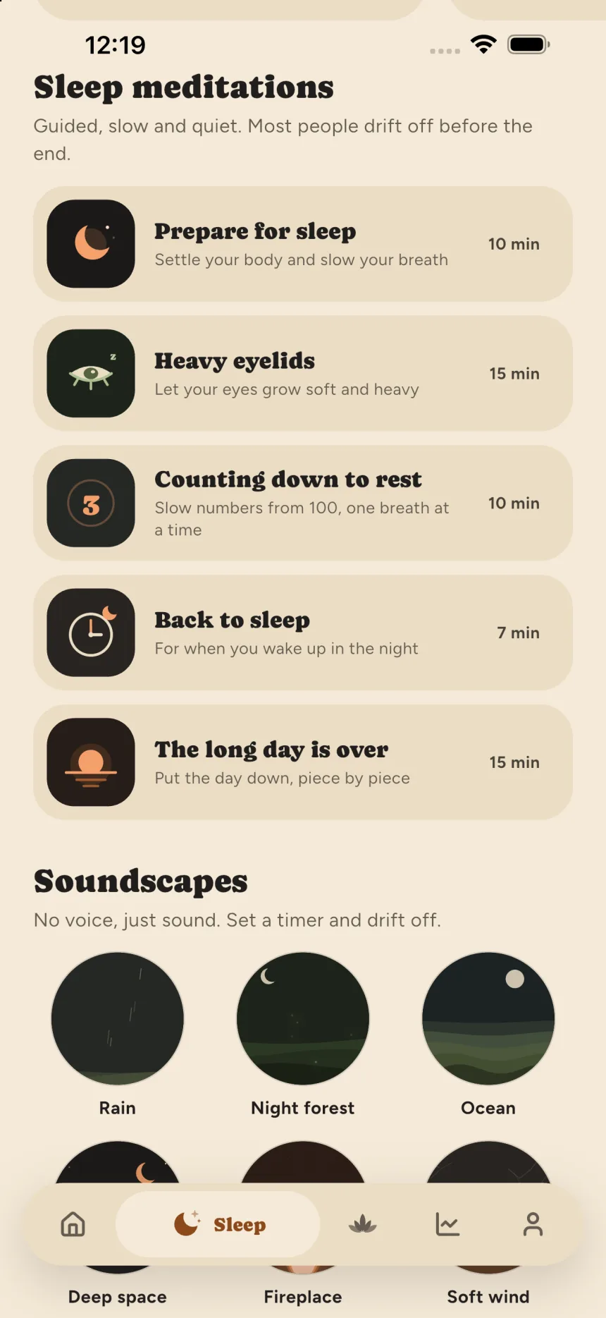Sleep screen